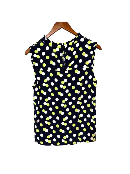 Crown & Ivy Womens Polka Dot Sleeveless Top Navy/Green/White XL Career Datenight - Picture 2 of 5